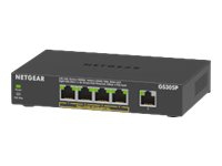 NETGEAR GS305Pv2 - Switch - ikke-styrt - 5 x 10/100/1000 (4 PoE) - stasjonær, veggmonterbar - PoE+ (63 W) - DC-strøm