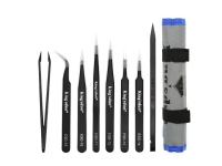 Kingsdun tip set, 8 parts, ESD, tweezers, black