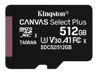 Kingston Canvas Select Plus - Flashminnekort - 512 GB - A1 / Video Class V30 / UHS Class 3 / Class10 - SDXC UHS-I