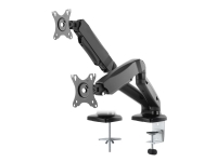DELTACO ARM-1300 - Monteringssett - for 2 skjermer (justerbar arm) - plastikk, aluminium - matt svart - skjermstørrelse: 13-27 - skrivebordsmonterbar