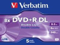 Verbatim - 5 x DVD+R DL - 8.5 GB (240 min) 8x - matt sølv - CD-eske