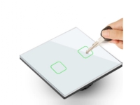 Maclean Touch light switch, double, glass, black with square button Maclean Energy MCE703B, dimensions 86x86mm, with backlight