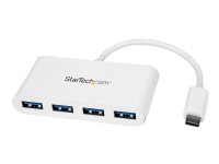 StarTech.com 4 Port USB C Hub with 4x USB-A Ports (USB 3.0 SuperSpeed 5Gbps), USB Bus Powered, Portable/Laptop USB-C to USB-A Adapter Hub, USB 3.1 Gen 1/USB 3.2 Gen 1 Type-C Hub, White - Windows/macOS/Linux (HB30C4ABW) - Hub - 4 x SuperSpeed USB 3.0