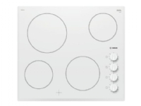 Bosch Serie 2 PKE652CA1E - Keramisk komfyrtopp - 4 plater - Nisje - bredde: 56 cm - dybde: 49 cm - hvit - uten ramme, - med avskrådd ramme