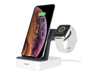Belkin PowerHouse Charge Dock - Ladestativ + AC-strømadapter - 3.4 A - 2 utgangskontakter (Lightning, magnetisk) - for Apple iPhone 5, 5c, 5s, 6, 6s, 7, 8, SE, X, XR, XS, XS Max Watch