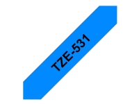 Brother TZe-531 - Sort på blått - Rull (1,2 cm x 8 m) 1 cassette(s) laminert teip - for Brother PT-D210, D600, H110, P750, P950 P-Touch Cube PT-P300 P-Touch Cube Pro PT-P910