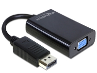 Delock Adapter Displayport male > VGA 15 pin female - DisplayPort-adapter - DisplayPort (hann) til HD-15 (VGA), ministereojakk, Micro-USB type B (kun strøm) (hunn) - 21 cm