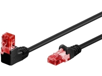 CAT 6 Patchkabel vinklet 1x 90°, U/UTP, sort