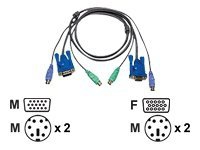 ATEN 2L-5002P/C - Tastatur / video / musekabel (KVM) - PS/2, HD-15 (VGA) (hann) til PS/2, HD-15 (VGA) - 1.8 m - for ATEN KH98 CE 250 MasterView Console Extender CE220, CS-114, 14, 142, 78, 912, 9134, 914