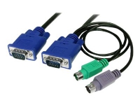 StarTech.com 3-in-1 Ultra Thin PS/2 KVM Cable - Keyboard / video / mouse (KVM) cable - PS/2, HD-15 (VGA) (M) to HD-15 (VGA) (M) - 6 ft - SVECON6 - Tastatur / video / musekabel (KVM) - PS/2, HD-15 (VGA) (hann) til HD-15 (VGA) (hann) - 1.8 m - formstøp