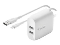Belkin BOOST CHARGE - Strømadapter - 24 watt - 2 utgangskontakter (USB) - hvit