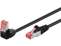 Goobay CAT 6 Patchkabel 1x 90° gewinkelt, S/FTP (PiMF), Schwarz, 2m
