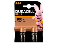 Duracell Plus 100, Engangsbatteri, AAA, Alkalinsk, 1,5 V, 4 stykker, Flerfarget