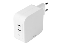 DELTACO USBC-GAN03 - Strømadapter - 100 watt - 5 A - PD - 2 utgangskontakter (2 x USB-C) - hvit