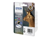 Epson T1306 Multipack - 3-pack - 30.3 ml - XL - gul, cyan, magenta - original - blære med RF/lyd-alarm - blekkpatron - for Stylus Office BX630, BX635, BX935 WorkForce WF-3010, 3520, 3530, 3540, 7015, 7515, 7525