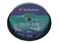 Verbatim DataLifePlus - 10 x DVD-RW - 4.7 GB 4x - matt sølv - spindel