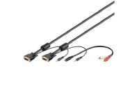 Goobay SVGA Audio Cable - 3m, 3 m, VGA (D-Sub), VGA (D-Sub), Sort, Audio 3.5 mm