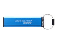 Kingston DataTraveler 2000 - USB-flashstasjon - kryptert - 128 GB - USB 3.1 Gen 1 - FIPS 140-2 Level 3