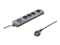 Qoltec Quick Switch - Overspenningsavleder - AC 230 V - 3680 watt - utgangskontakter: 4 - 1.5 m kabel - grå
