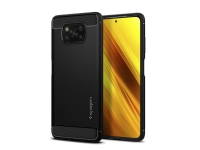 Spigen Rugged Armor - Baksidedeksel for mobiltelefon - kullstoff-fiber, termoplast-polyuretan (TPU) - matt svart - for Xiaomi POCO X3 NFC