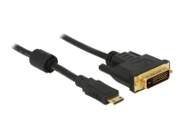 Delock - Adapterkabel - dobbeltlenke - mini-HDMI hann til DVI-D hann - 2 m - svart