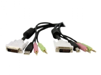 StarTech.com 4-in-1 Cable for KVMs with Dual Link DVI and USB - Audio & Microphone Cables Built-in - 6ft (2m) (DVID4N1USB6) - Tastatur / video / mus / lydkabel - USB, ministereojakk, DVI-D (hann) til ministereojakk, USB-type B, DVI-D (hann) - 1.8 m -