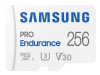 Samsung PRO Endurance MB-MJ256KA - Flashminnekort (microSDXC til SD-adapter inkludert) - 256 GB - Video Class V30 / UHS-I U3 / Class10 - microSDXC UHS-I - hvit