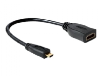 Delock High Speed HDMI with Ethernet - HDMI-adapter - mikro-HDMI hann til HDMI hunn - 23 cm - svart