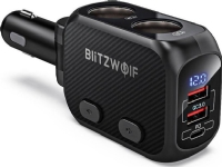 BlitzWolf BW-CLA1 car charger, 2x cigarette lighter, 2xUSB, USB-C, 150W (black)