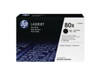 HP 80X 2-pakning høy kapasitet svarte originale LaserJet-tonerkassetter, 13800 sider, Sort, 2 stykker