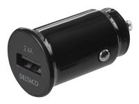 DELTACO USB-CAR123 - Bilstrømadapter - 12 watt - 2.4 A (USB) - svart