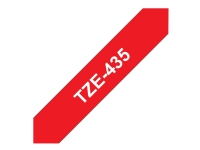 Brother TZe-435 - Hvitt på rødt - Rull (1,2 cm x 8 m) 1 cassette(s) laminert teip - for Brother PT-D210, D600, E115, H110, H200 P-Touch PT-1005, H107 P-Touch Cube Plus PT-P710