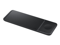 Samsung Wireless Charger Trio EP-P6300 - Trådløs ladepute + AC-strømadapter - Fast Charge - svart - for Galaxy Buds Live, Buds+, Note20, S20, S20 5G, S20+ 5G, Watch 3, Z Flip 5G, Z Fold2 5G