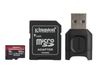 Kingston Canvas React Plus - Flashminnekort (microSDXC til SD-adapter inkludert) - 64 GB - A1 / Video Class V90 / UHS-II U3 / Class10 - microSDXC UHS-II