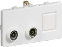LAURITZ KNUDSEN TV ,Radio og RJ45 sløjfedåse, 2 modul 3 stik TD304 FUGA® Farve: hvid.