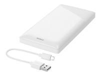 DELTACO PB-A1001 - Strømbank - 10000 mAh - 37 Wh - 10.5 watt - 2.1 A - 2 utgangskontakter (USB) - hvit
