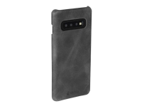 Krusell Sunne - Baksidedeksel for mobiltelefon - ekte skinn - svart - for Samsung Galaxy S10+
