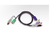 Aten USB KVM Cable, 3 m, Sort, Hankjønn/hankjønn, 1x 15-pin HDB M 2x USB-A M 2x 3.5mm