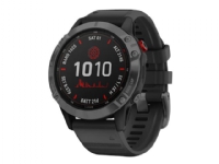 Garmin fenix 6 Pro Solar Edition - 47 mm - skifergrå - sportsur med bånd - silikon - svart - håndleddstørrelse: 125-208 mm - display 1.3 - 32 GB - Bluetooth, Wi-Fi, ANT+ - 62 g