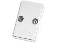 DKT Hvid Radio/TV Freja antennestikdåse til gennemsløjfning med klemmesystem Radio 88-108MHz TV 5-68+118-1000MHz, incl. Ramme