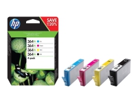 HP 364XL - 4-pack - Høy ytelse - svart, gul, cyan, magenta - original - blister - blekkpatron - for Deskjet 35XX Photosmart 55XX, 55XX B111, 65XX, 65XX B211, 7510 C311, B110, Wireless B110