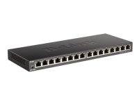 D-Link DGS 1016S - Switch - ikke-styrt - 16 x 10/100/1000 - stasjonær - DC-strøm