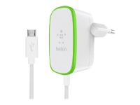 Belkin Home Charger with hardwired cable - Strømadapter - 12 watt - 2.4 A (Micro-USB type B) - hvit
