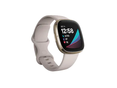 Fitbit Sense sportsklokke - lunar white/soft gold rustfritt stål