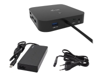i-Tec USB-C Dual Display Docking Station with Power Delivery - Dokkingstasjon - USB-C / Thunderbolt 3 - 2 x DP - GigE - med i-Tec Universal Charger 77 W - Europa