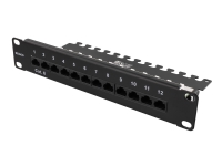 DELTACO 10-PATCH16 - Koblingspanel - rackmonterbar - RJ-45 X 12 - svart - 1U - 10