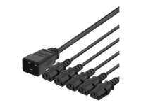 DELTACO - Strømsplitter - IEC 60320 C20 til IEC 60320 C13 - 250 V - 16 A - 1 m - svart