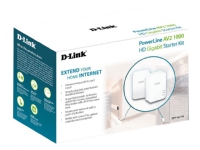D-Link PowerLine AV2 600 Gigabit Starter Kit DHP-601AV - Strømlinjeadaptersett - GigE, HomePlug AV (HPAV) - veggpluggbar (en pakke 2)
