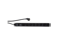 LogiLink PDU8A01, Grunnleggende, 1U, Polypropylen (PP), Svart, 8 AC-utganger, C13 kopling