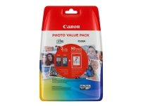 Canon PG-540 XL/CL-541XL Photo Value Pack - 2-pack - Høy ytelse - svart, farge (cyan, magenta, gul) - original - 100 x 150 mm 50 ark blister - blekkpatron/papirsett - for PIXMA MG3150, MG3550, MG3650, MG4250, MX395, MX455, MX475, MX525, MX535, TS5150